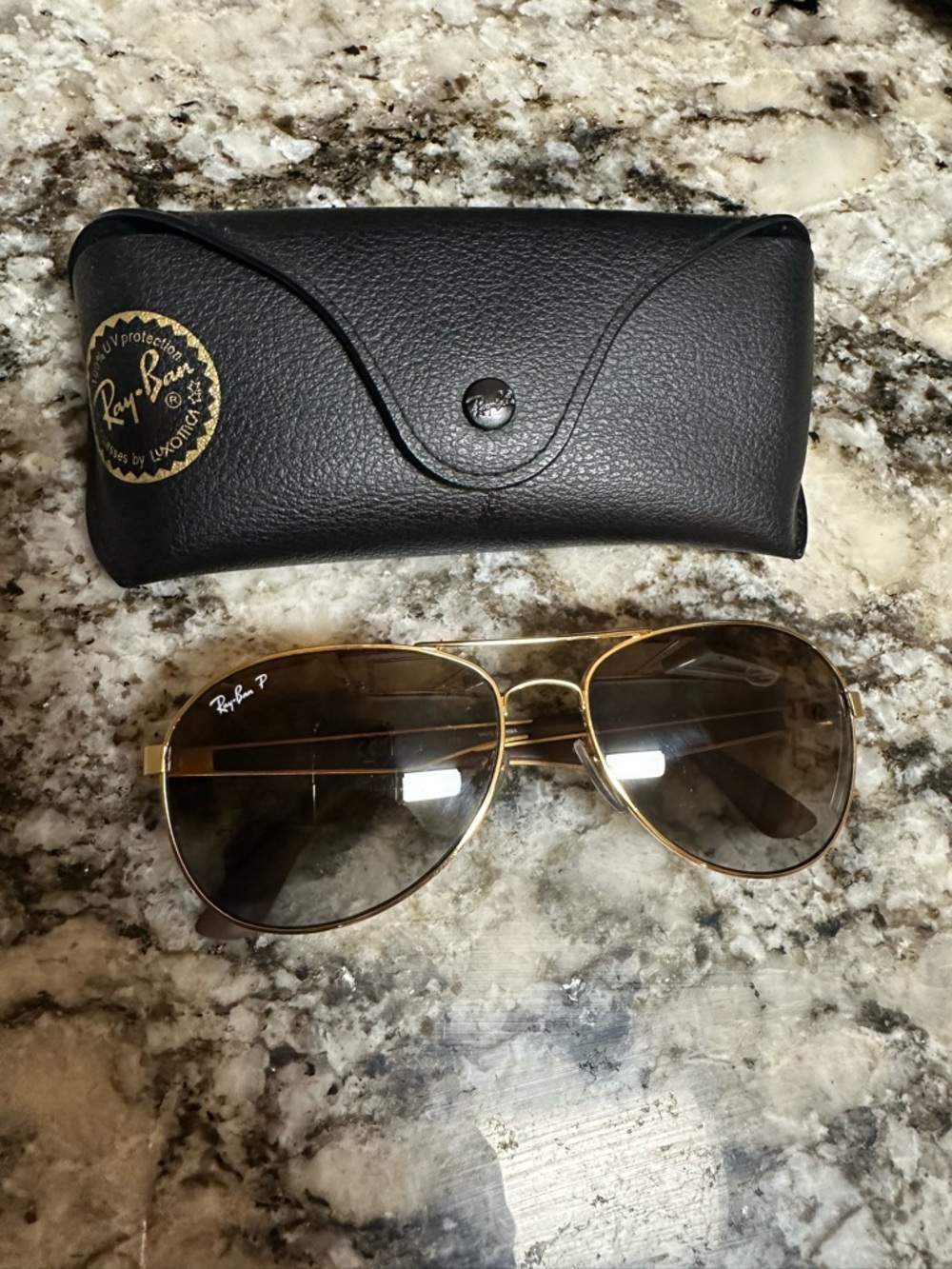 Ray-Ban Aviator Sunglasses Arm in Gold and Brown